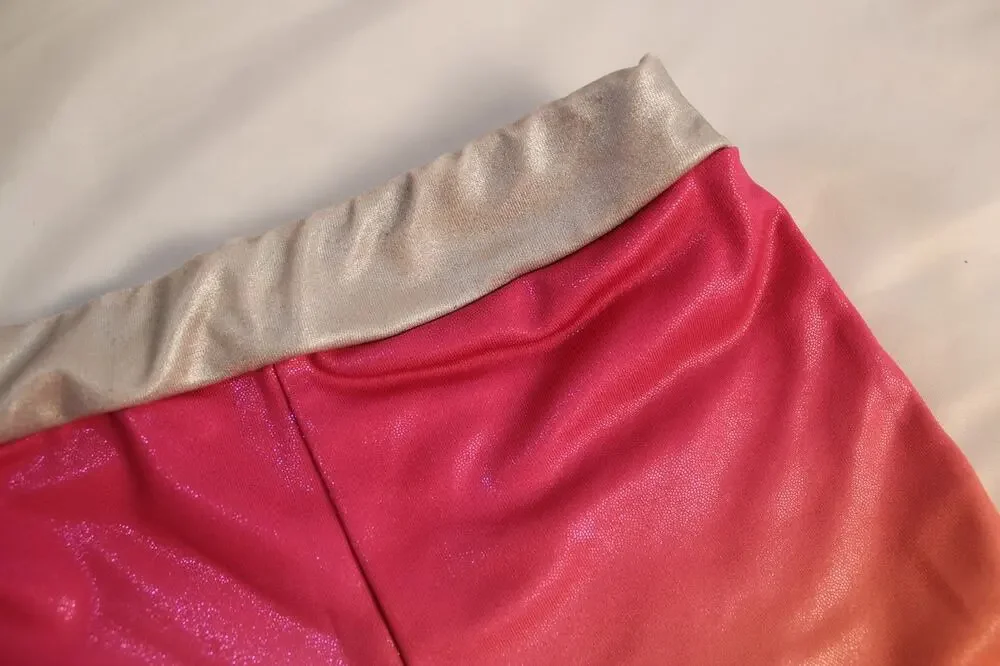 Athletic Works Girls S 6/6x Pink Orange Ombre Metallic Athletic Shorts